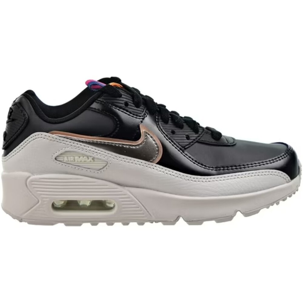 Nike Youth Air Max 90 LTR, Off Noir/Metallic Pewter/Black, Size 6.5 Big Kid